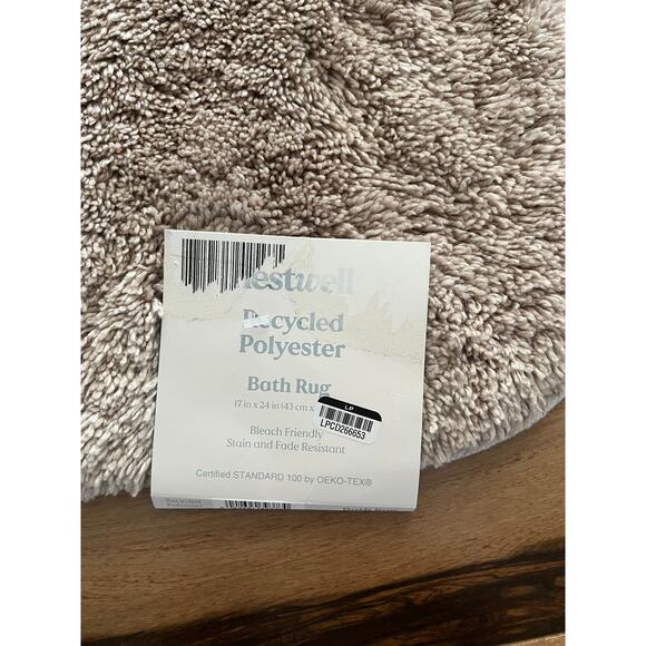 NESTWELL BATH RUG ANTI SLIP BACKING BEIGE 17"X24" NWT - Picture 2 of 3